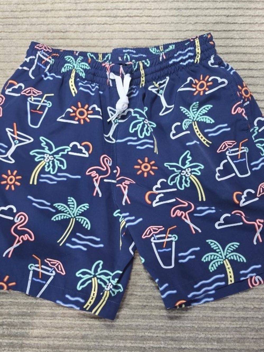 Chubbies Stretch Mesh Lined Swim Trunks 7" Inseam The Neon Lights Blue Medium